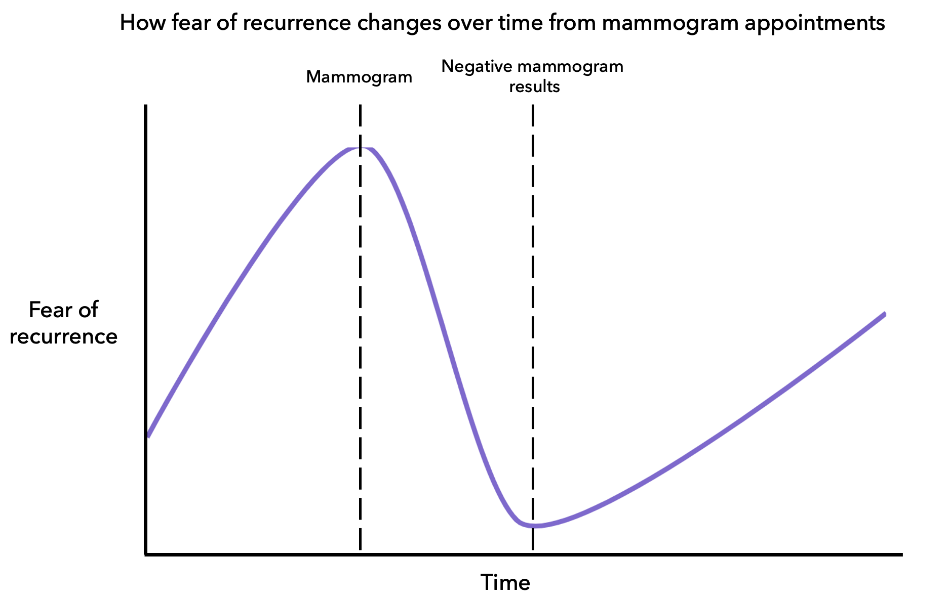 Diagram showing changes in fear of recurrence